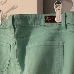 Paige peg skinny mint denim jeans